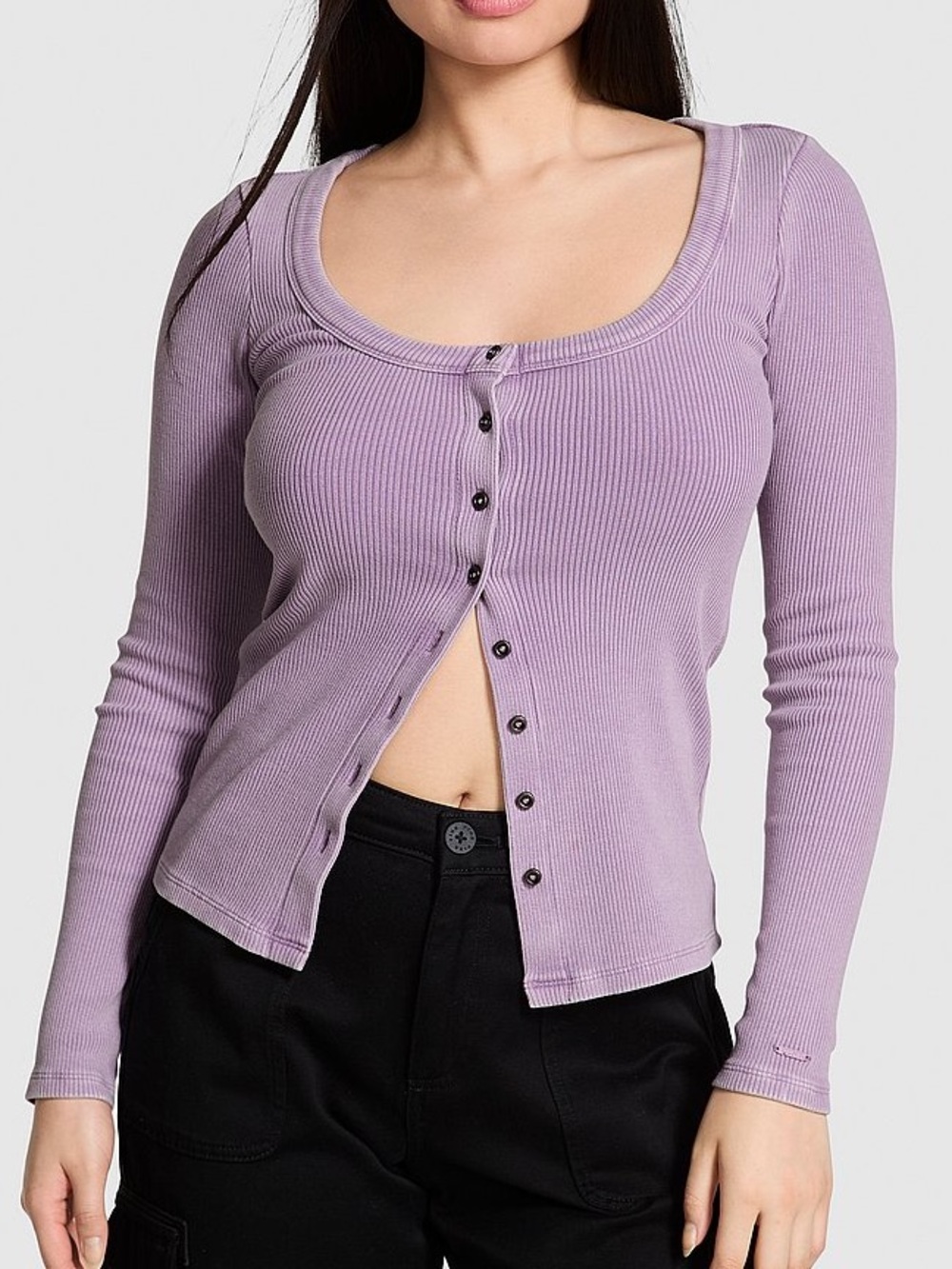 PINK VINTAGE RIBBED BUTTON-DOWN LONG-SLEEVE